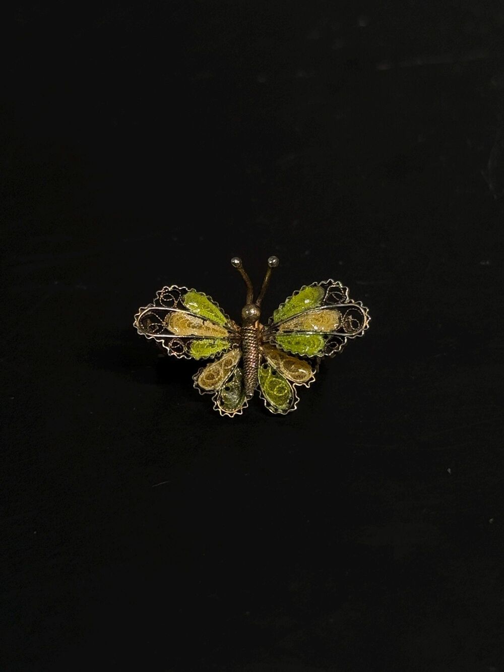 Vintage 800 Silver Enamel Butterfly Brooch